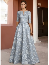  A-Linie Bodenlang Brautmutterkleid Halbarm V Ausschnitt Königin Anne Elegant Vintage Formell Chiffon Satin mit 3D-Blumen Stickerei Blume
