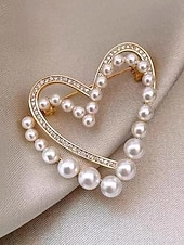 Недорогие День святого Валентина-Женская брошь в форме сердца из сплава с искусственным жемчугом, доступно несколько вариантов дизайна, идеально подходит для Дня святого Валентина, свадеб и повседневной носки.