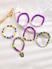 お買い得  アクセサリー-女性用アクリルブレスレットセット、マルチパターンデザイン、マルディグラテーマ、カーニバルやお祭りに最適