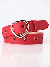 baratos Dia dos Namorados-Cinto feminino ajustável com fivela em formato de coração, em couro sintético, disponível em diversas cores, perfeito para presentes de Dia dos Namorados e para uso diário.
