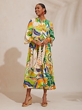 Недорогие Цветочные платья-макси-платье в стиле бохо с узором пейсли из шелкового атласа