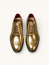 baratos Sapatos Oxford-Homens Sapatos sociais Pele PU Confortável Antiderrapante Respirável Com Cadarço Preto Dourado Outono Inverno