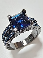 Χαμηλού Κόστους Γάμος ACC-Σετ ανδρικών δαχτυλιδιών με μαύρη πέτρα, κράμα αλουμινίου vintage γοτθικού στιλ με τετράγωνο κόσμημα, πολύχρωμες επιλογές για βέρες, αρραβώνες, πάρτι και καθημερινή casual ένδυση