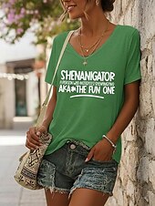 preiswerte St. Patricks Tag T-Shirts-St. Patrick Damen T-Shirt Grafik Shamrock Vintage Stylisch Klassisch Kurzarm V-Ausschnitt Reguläre Oberteile Täglicher Druck Blau Schwarz Weiß Grün Grau Sommer Frühling