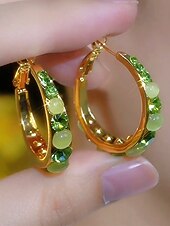 levne Dámská náušnice-Dámské kruhové náušnice s drahokamy a kamínky – více barev, materiál ze slitiny, elegantní design, ideální na dovolenou a párty