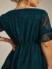  Femmes Robe Midi Robe en Chiffon Robe trapèze Élégant Manche flottante Quotidien robe demoiselle d honneur Dentelle Coupe régulière Fleuri Manche Courte Col en V Vert