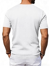cheap Basic T shirts-Men's T Shirt Tee Top Short Sleeves Crew Neck Summer Solid Color Textured Fashion Designer Basic Jacquard Vacation Casual Daily White Top Tee for Men