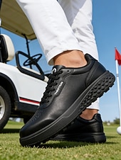 voordelige Heren Golf Schoenen-Witte golfschoenen voor heren zonder spikes, ademend bovenwerk, stabiele gripzool, minimalistische sportstijl voor golfbanen en casual gebruik.