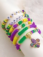 お買い得  アクセサリー-女性用アクリルブレスレットセット、マルチパターンデザイン、マルディグラテーマ、カーニバルやお祭りに最適