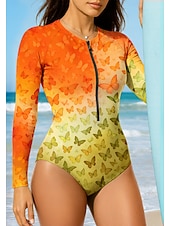 ieftine Rash guards One Piece-Pentru femei Regulat Bariere Iritatie Gradiant Abstract UPF50+ Uscare rapidă Ușor Manșon Lung Salopetă Tricou Înot Surfing Canotaj Plajă Vară