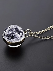 billige Menns smykker-planetanhengskjede for menn, smykker i legering og glasskuppel, flere design med solsystemet, minimalistisk kosmisk stil for hverdagsbruk og gaveiding