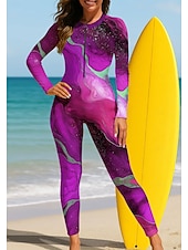 billiga One Pieces Rash Guards-Dam Normal Rash-guards Helkroppsutslagskydd Baddräkt Marmor med inbyggd BH Dragkedja fram UV Solskydd Fullständig Täckning UPF50+ Långärmad Heltäckande Badkläder Baddräkt Surfing Paddling Strand