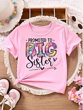 cheap Girl's 3D Playful Humor-Girls' 3D Graphic Letter T shirt Tee Short Sleeve 3D Print Summer Spring Sports Fashion Streetwear Kids 4-12 Years Crew Neck Casual Daily Outdoor Regular Fit