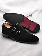 billiga Monk Shoes-Men's Formal Double Monk Strap Shoes – Elegant Leather Shoes for Weddings, Business Events and Formal Occasions