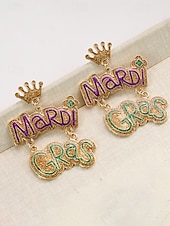 levne Příslušenství-Dámské náušnice s motivem Mardi Gras – materiál slitina, k dispozici v různých designech, ideální pro oslavy a festivaly Mardi Gras