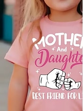 cheap Girl's 3D Playful Humor-Girls' 3D Graphic Letter T shirt Tee Short Sleeve 3D Print Summer Spring Sports Fashion Streetwear Kids 4-12 Years Crew Neck Casual Daily Outdoor Regular Fit