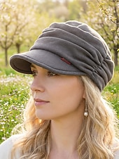 tanie Kapelusze damskie-damska czapka plisowana z poliestru – wiele kolorów, swobodny styl, idealna do noszenia na co dzień i w podróży