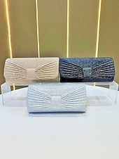 cheap Wedding Accessories-Women's Elegant Evening Clutch Bag, Polyester Shimmer Pleated Design with Chain Shoulder Strap, Multi-Color Formal Handbag for Weddings, Receptions &amp; Dinner Parties