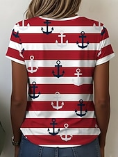  San Valentino Per donna Maglietta Stampato Floreale Casual Manica Corta Girocollo Top Regolari Quotidiano Blu Bianco Vino Blu marino Blu turchese Estate