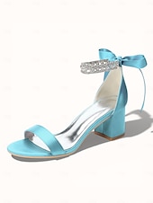 economico sposa-sandali da donna con tacco a blocco color argento, scarpe da sposa aperte con cinturino alla caviglia in cristallo per matrimoni in chiesa