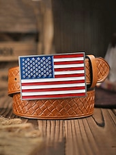 levne Příslušenství-250. výročí Spojených států pánský embosovaný opasek z umělé kůže s přezkou ve tvaru americké vlajky více barev vlastenecký styl pro každodenní nošení a oslavy v USA