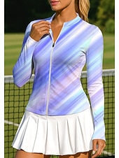 Χαμηλού Κόστους Γυναικείο πουκάμισο-Γυναικεία Βαθμίδα Αφηρημένη τέχνη Μπλούζες Αθλητικό πουκάμισο Πουκάμισο τένις Μπλούζα τένις Μακρυμάνικο Φερμουάρ Λουλουδάτο UPF50