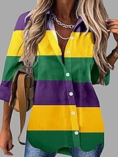 abordables Carnaval-Carnaval Femmes Chemise Chemisier Boutons Imprimé Graphique Abstrait ancien Élégant Occasionnel manche longue Col de chemise Hauts Réguliers Quotidien Noir Jaune Violet Été Printemps Automne