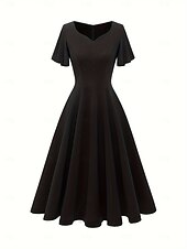 billige Kjoler-Elegant كلاسيكي 1950-tallet Middag A-linje kjole Swing kjole Flare kjole Korte ermer A-linje Kostyme Dame Karneval Valentinsdag Maskerade Feriereise Maskerade Utdrikningslag Voksne Kjole Vår sommer