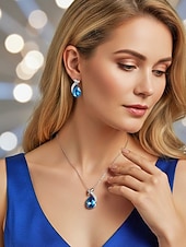 Недорогие Свадьба ACC-Женский ювелирный набор из сплава и циркона – элегантное колье и серьги в форме капли, доступны в нескольких цветах, идеально подходят для свадеб и вечерних мероприятий.