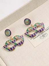 levne Příslušenství-Dámské náušnice s motivem Mardi Gras – materiál slitina, k dispozici v různých designech, ideální pro oslavy a festivaly Mardi Gras