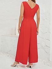 economico Tuta-Per donna Tuta Attivo Tinta unica Senza Maniche Gamba larga Scollo a V Tasca Quotidiano Vacanza Vestibilità regolare Nero Verde militare Rosso Estate