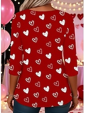 levne Trička na Valentýna-Valentýn Dámské Tričko Tisk Grafika Vinobraní Módní stylové Dlouhý rukáv Tričkový Kulatý Běžné topy Denní Víkend Bílá červená Černá Bílá Světlá růžová Rubínově červená Léto Jaro