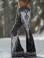 voordelige Viking afdruk-Dames Uitlopende broek Leggings uitlopende legging Vakantie Vintage Etnische stijl Volledige lengte Hoge taille Grafisch Abstract 3D-afdrukken Comfort Sneldrogend Ademend Rekbaar Dagelijks Vakantie