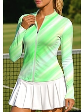 Χαμηλού Κόστους Γυναικείο πουκάμισο-Γυναικεία Βαθμίδα Αφηρημένη τέχνη Μπλούζες Αθλητικό πουκάμισο Πουκάμισο τένις Μπλούζα τένις Μακρυμάνικο Φερμουάρ Λουλουδάτο UPF50