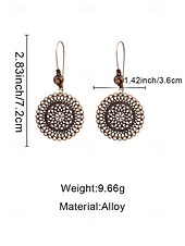 olcso Női fülbevaló-Női ötvözetből és fából készült kerek fülbevalók, vintage bohém mandala dizájn, könnyed, mutatós stílus, tökéletesek hétköznapi viseletre, tengerparti nyaraláshoz és nyári szettekhez