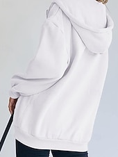 Недорогие Толстовки и Кофты-Женская объемная толстовка на молнии с длинными рукавами, повседневная толстовка с капюшоном и карманами для повседневной носки, несколько цветов.