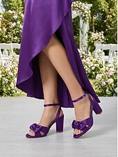 economico Invitato al matrimonio-sandali da donna con tacco a blocco e fiocco giallo, eleganti scarpe eleganti con punta aperta per gli invitati alle cerimonie all'aperto