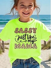 preiswerte Mädchens 3D verspielter Humor-Mädchen 3D Grafik Buchstabe T-Shirt Kurzarm 3D-Druck Sommer Frühling Sport Mode Streetwear Kinder 4-12 Jahre Rundhalsausschnitt Lässig Täglich Outdoor Normale Passform