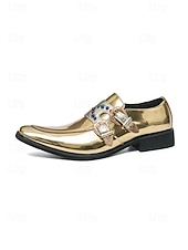 tanie Buty mnicha-Męskie fioletowe, lakierowane, skórzane mokasyny z podwójnym paskiem typu monk i akcentami z kryształków - eleganckie obuwie na luksusowe imprezy, wieczorowe stroje i wesela