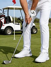 Недорогие Мужская обувь для гольфа-Белые мужские туфли для гольфа с амортизацией, легкие и дышащие, идеально подходят для игры в гольф и занятий спортом на открытом воздухе.