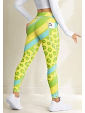 preiswerte Yoga Leggings &amp; Strumpfhosen-Damen Pilates-Leggings Fitnesshose Trainingsleggings Taschen Stempelsteuer Seitentaschen Pilates Fitnessstudio Fitnesstraining Hosen Strumpfhosen Leggings Streifen Hellgelb Blau Orange Sport