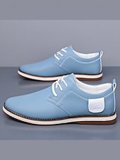Χαμηλού Κόστους Παπούτσια Σαλονιού-Ανδρικά casual μπλε παπούτσια oxford – άνετα παπούτσια με κορδόνια και μαλακό άνω μέρος, ιδανικά για καθημερινή χρήση, εργασία και casual εξόδους και γάμους.