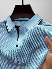Χαμηλού Κόστους Κλασικό Πόλο Ανδρών-Ανδρικά Πόλο Πόλο με στάμπα Ice Silk Seersucker Causal Επιχείρηση Ριμπ γιακά πόλο Κοντομάνικο Μοντέρνα Βασικό Συμπαγές Χρώμα Κουμπιά Καλοκαίρι Άνοιξη &amp; Χειμώνας Κανονικό