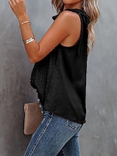 abordables Blusas Sencillas-Mujer Blusa Camisa sin mangas Lazo Leopardo Elegante Casual Sin Mangas Cuello halter Tops regulares Diario Festivos Ropa de playa Negro Blanco Rosa Azul Marino Verde Trébol Verano Primavera