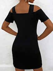 Недорогие мини черное платье-женское простое мини-платье с v-образным вырезом на каждый день для отпуска с коротким рукавом на лето и весну