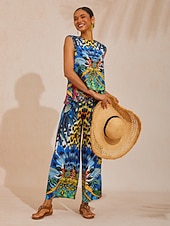 billiga Byxor-djungelvilt fest silkeslen satinfjäderbyxor