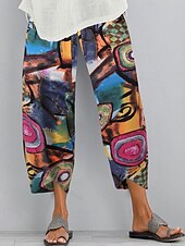 billige Straight-Leg Bukser-Dame Capri-bukser Sommerbukser Harem-bukser Ferie Grunnleggende Fritid Kalv lengde Middels midje عادي Lomme Elastisk midje comfy Myk Bekvem Mikroelastisk utendørs Feriereise Gate Blå Svart Hvit Rød