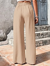 economico gamba larga e vita alta-Per donna Pantaloni Pantaloni Larghi Pantaloni casual Pantaloni a Nido d'Ape Vacanza Moda Streetwear Lunghezza intera Vita Alta Semplice Coulisse Tasca Gamba larga Comodità Leggero Morbido