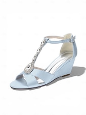 cheap Women-Women's Pink Satin Crystal Wedge Sandals – Elegant Dressy Style for Resort Evenings