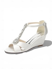 cheap Women-Women's Pink Satin Crystal Wedge Sandals – Elegant Dressy Style for Resort Evenings